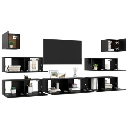 Set di Mobili Porta TV 7 pz Nero in Legno Multistrato - homemem39