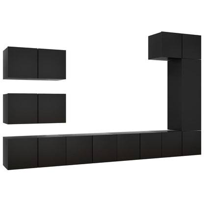 Set di Mobili Porta TV 8 pz Nero in Legno Multistrato - homemem39