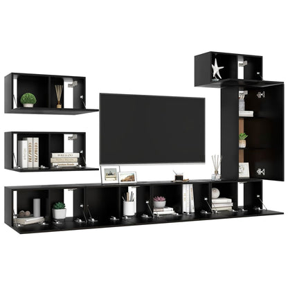 Set di Mobili Porta TV 8 pz Nero in Legno Multistrato - homemem39