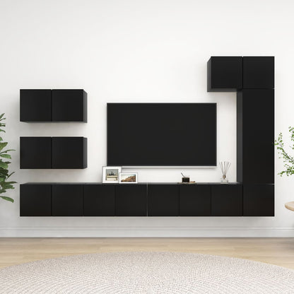 Set di Mobili Porta TV 8 pz Nero in Legno Multistrato