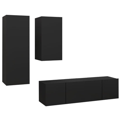 Set di Mobili Porta TV 4 pz Nero in Legno Multistrato