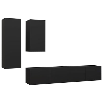 Set di Mobili Porta TV 4 pz Nero in Legno Multistrato