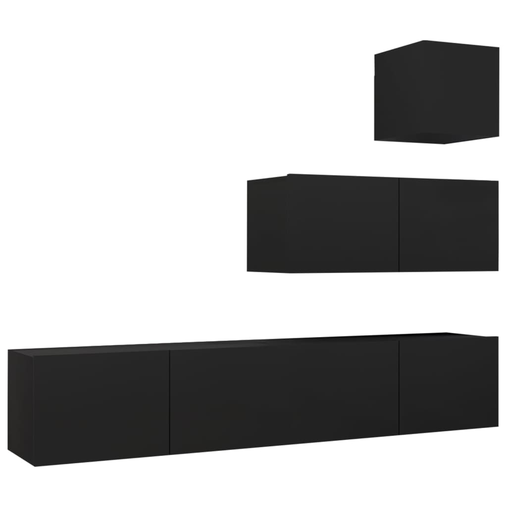 Set di Mobili Porta TV 4 pz Nero in Legno Multistrato - homemem39