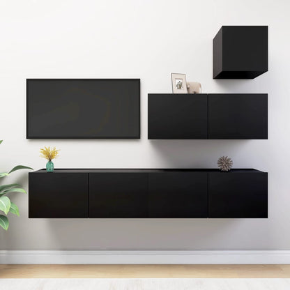 Set di Mobili Porta TV 4 pz Nero in Legno Multistrato - homemem39