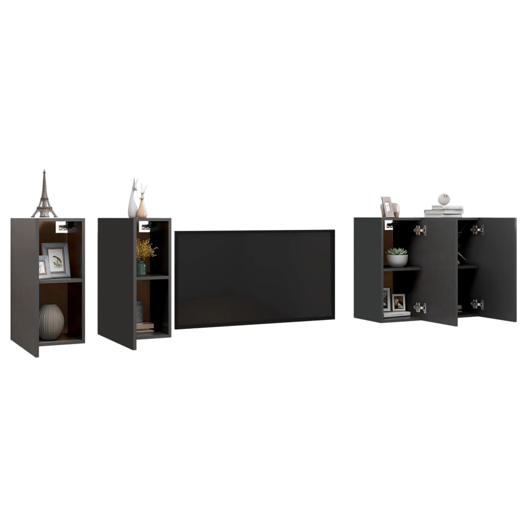 Mobili Porta TV 4 pz Grigi 30,5x30x60 cm in Legno Multistrato - homemem39