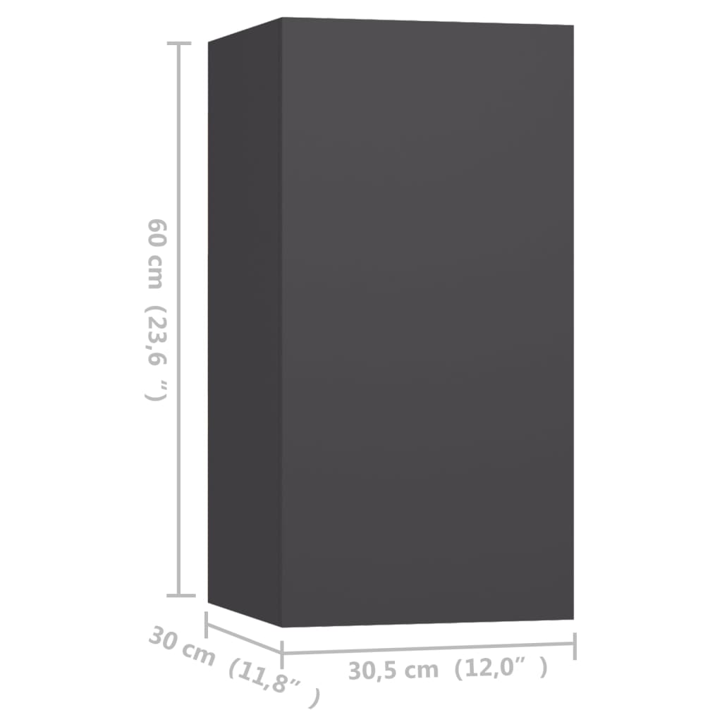 Mobili Porta TV 4 pz Grigi 30,5x30x60 cm in Legno Multistrato - homemem39
