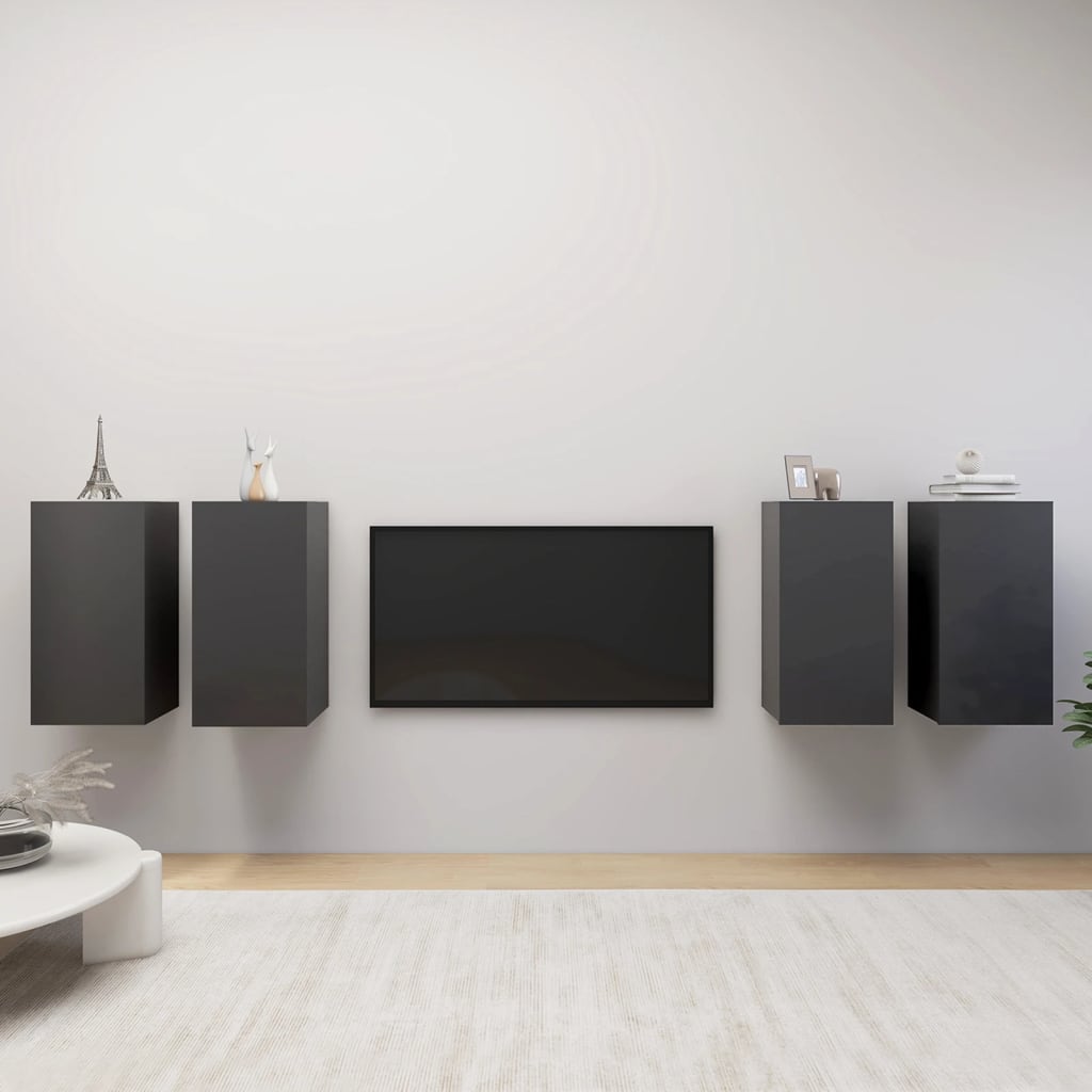 Mobili Porta TV 4 pz Grigi 30,5x30x60 cm in Legno Multistrato - homemem39
