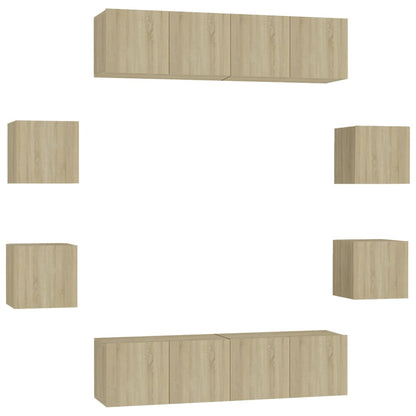Set di Mobili Porta TV 8 pz Rovere Sonoma in Legno Multistrato