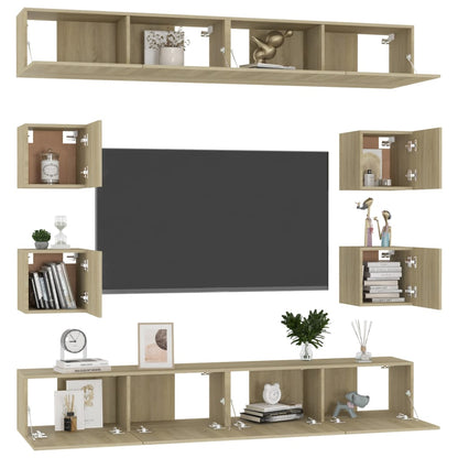 Set di Mobili Porta TV 8 pz Rovere Sonoma in Legno Multistrato