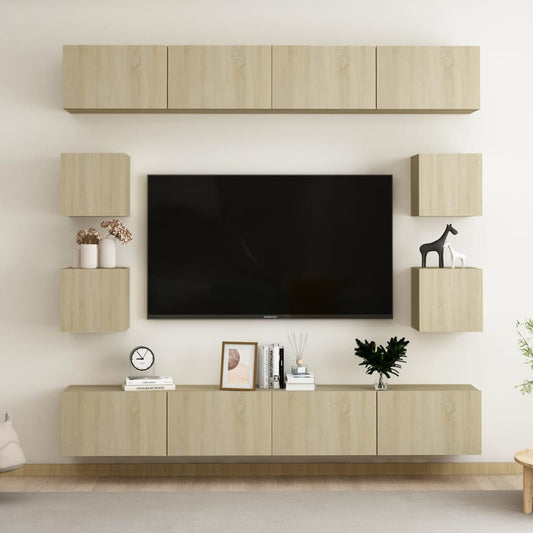 Set di Mobili Porta TV 8 pz Rovere Sonoma in Legno Multistrato