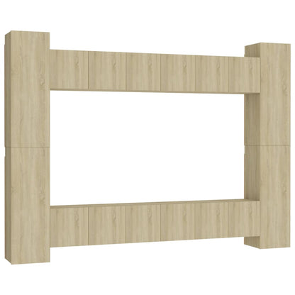 Set di Mobili Porta TV 10 pz Rovere Sonoma in Legno Multistrato