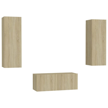 Set di Mobili TV 3 pz Rovere Sonoma in Legno Multistrato - homemem39