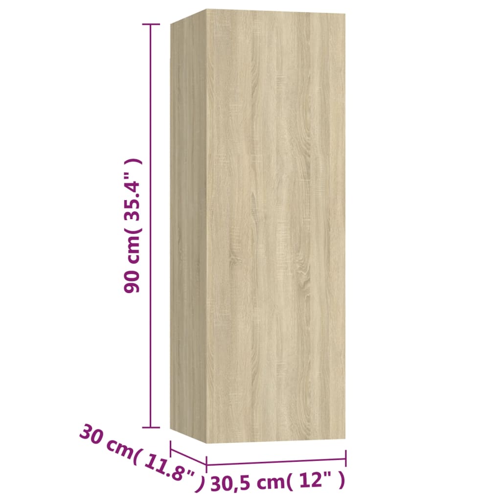 Set di Mobili TV 3 pz Rovere Sonoma in Legno Multistrato