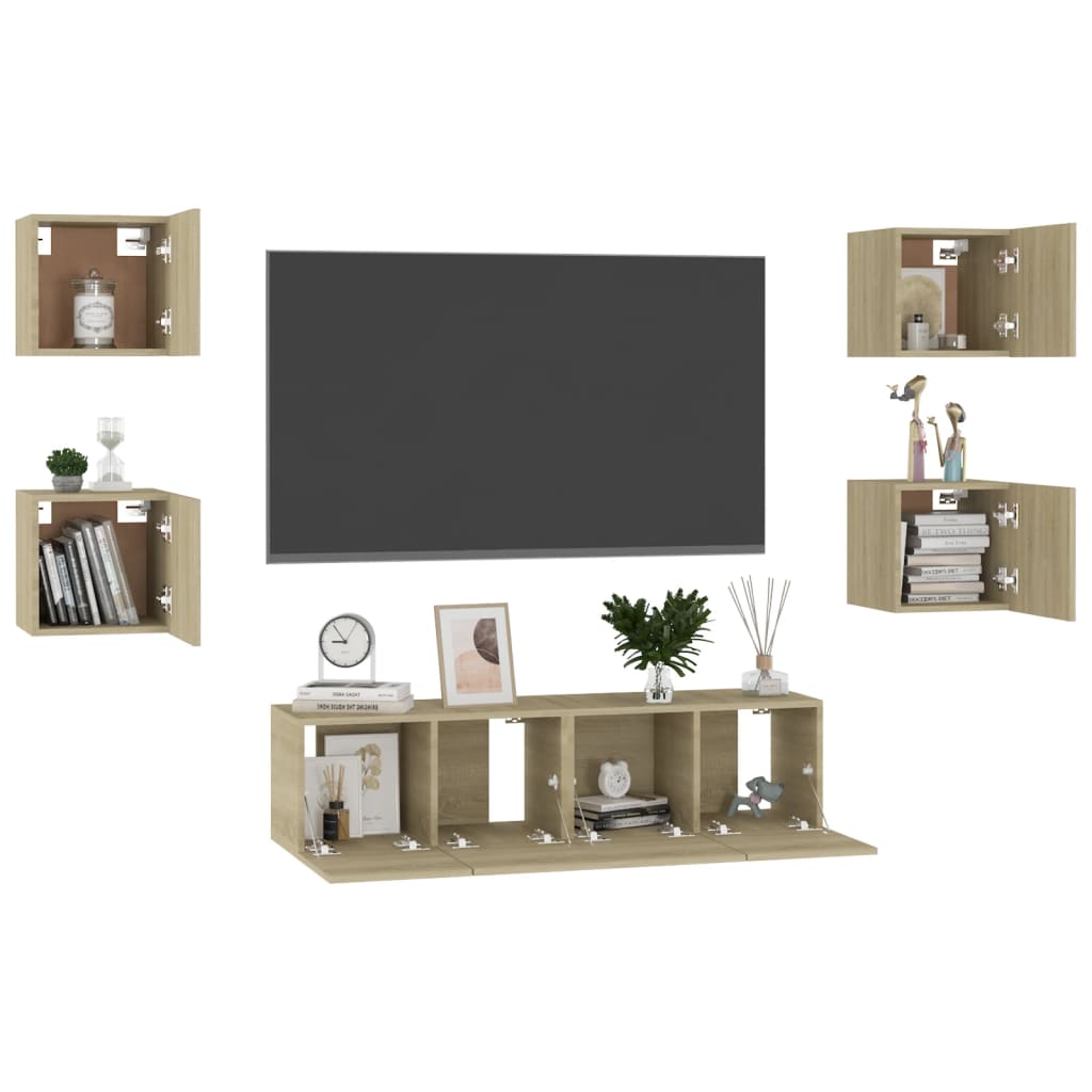 Set di Mobili Porta TV 6 pz Rovere Sonoma in Legno Multistrato - homemem39