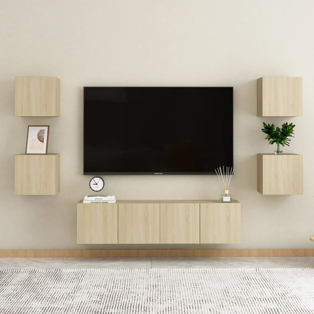 Set di Mobili Porta TV 6 pz Rovere Sonoma in Legno Multistrato - homemem39