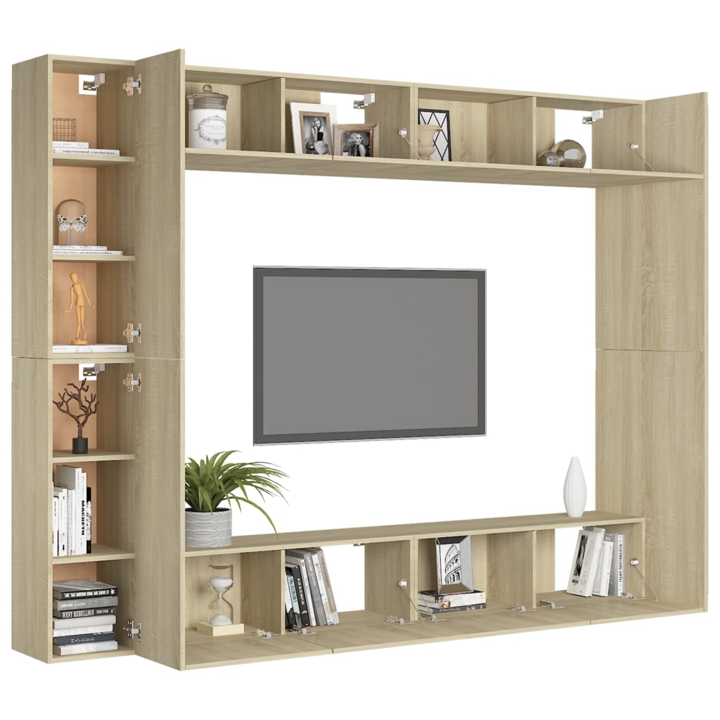 Set di Mobili Porta TV 8 pz Rovere Sonoma in Legno Multistrato - homemem39