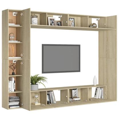 Set di Mobili Porta TV 8 pz Rovere Sonoma in Legno Multistrato - homemem39