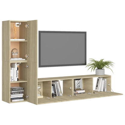 Set di Mobili TV 4 pz Rovere Sonoma in Legno Multistrato