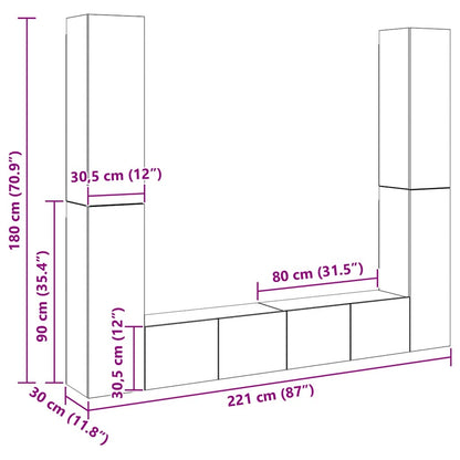Set di Mobili Porta TV 6 pz Rovere Sonoma in Legno Multistrato - homemem39