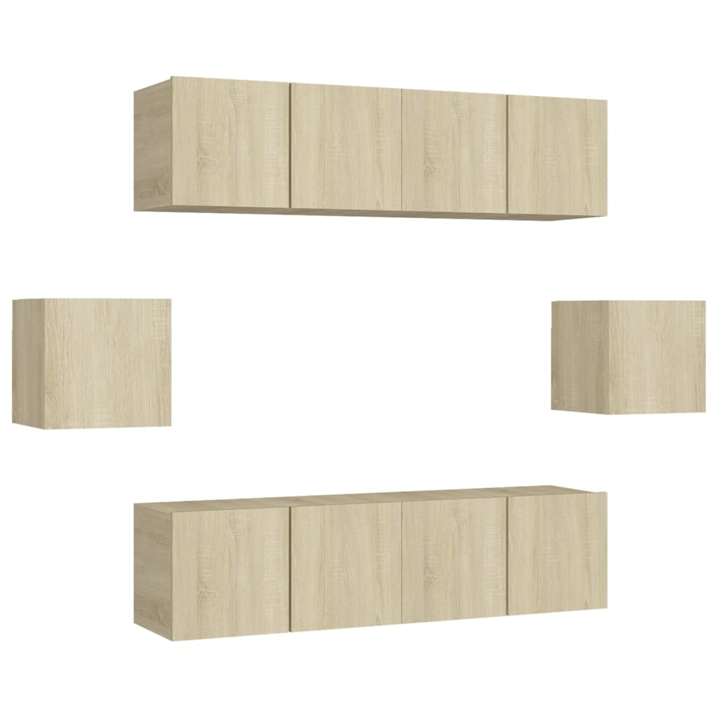Set di Mobili Porta TV 6 pz Rovere Sonoma in Legno Multistrato - homemem39