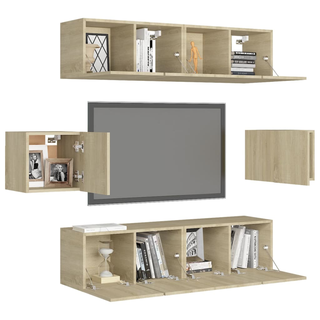 Set di Mobili Porta TV 6 pz Rovere Sonoma in Legno Multistrato - homemem39