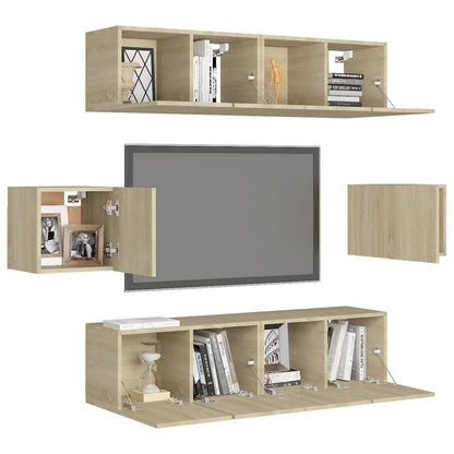 Set di Mobili Porta TV 6 pz Rovere Sonoma in Legno Multistrato - homemem39