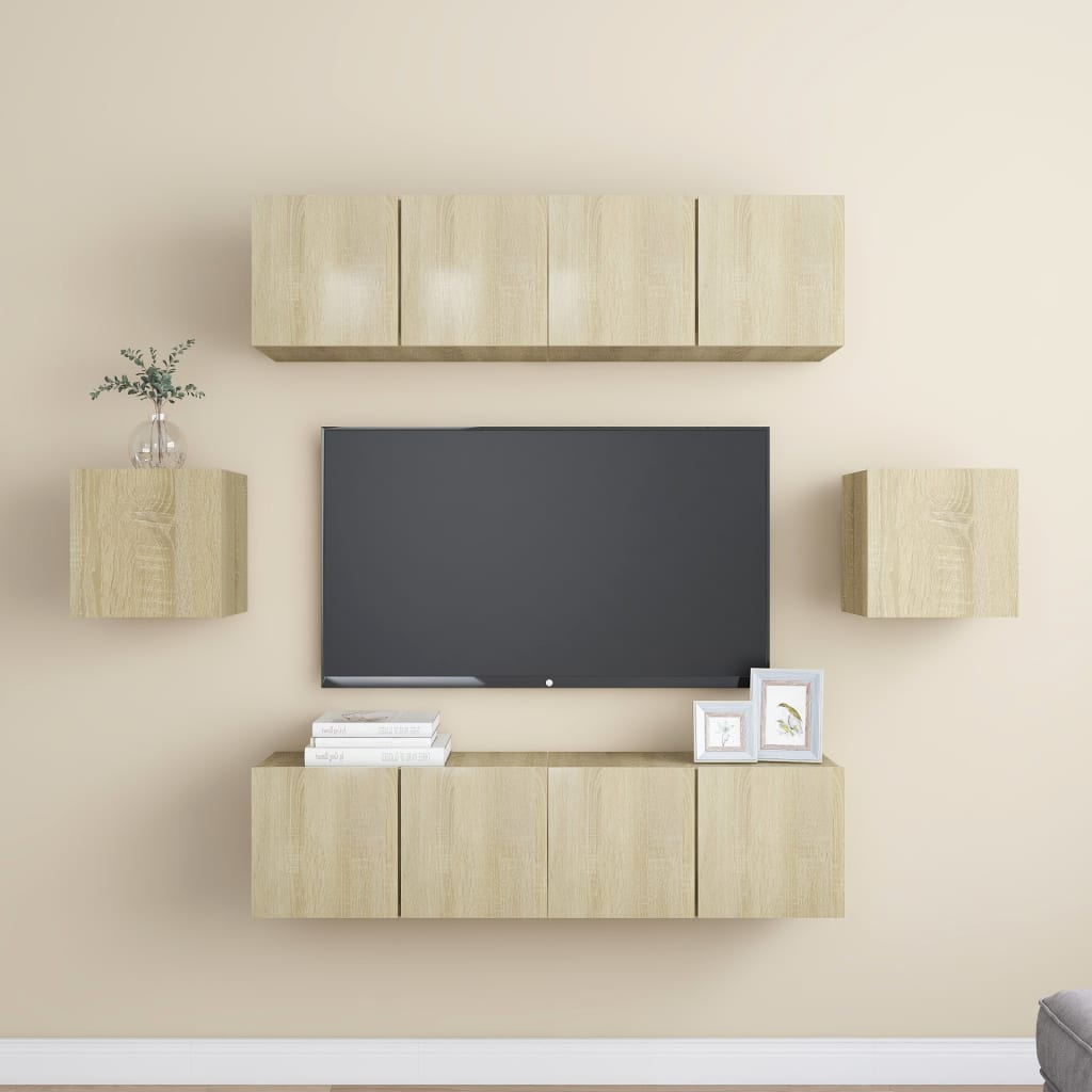 Set di Mobili Porta TV 6 pz Rovere Sonoma in Legno Multistrato - homemem39