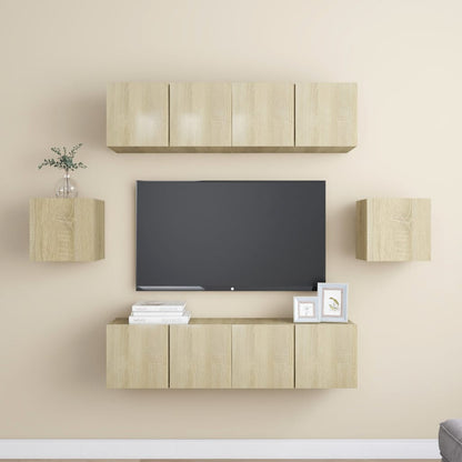 Set di Mobili Porta TV 6 pz Rovere Sonoma in Legno Multistrato - homemem39