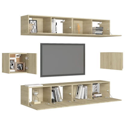 Set di Mobili Porta TV 6 pz Rovere Sonoma in Legno Multistrato