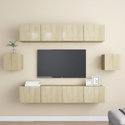 Set di Mobili Porta TV 6 pz Rovere Sonoma in Legno Multistrato