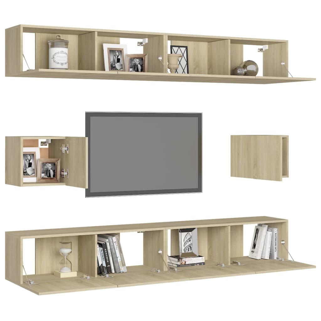 Set di Mobili Porta TV 6 pz Rovere Sonoma in Legno Multistrato - homemem39