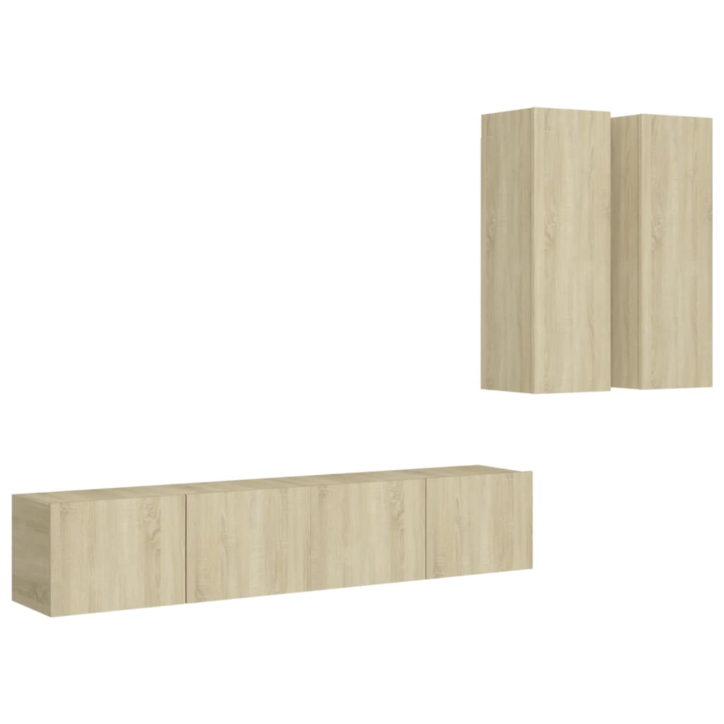 Set di Mobili TV 4 pz Rovere Sonoma in Legno Multistrato - homemem39