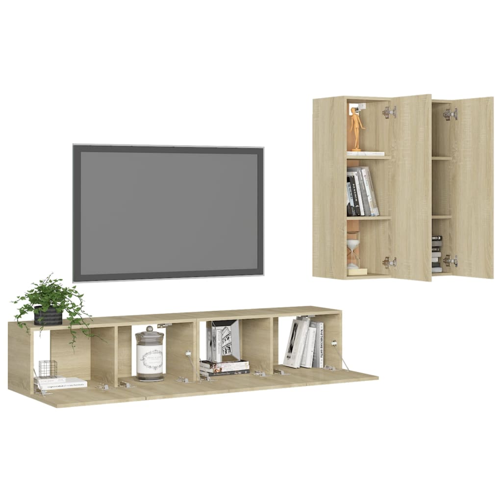 Set di Mobili TV 4 pz Rovere Sonoma in Legno Multistrato - homemem39