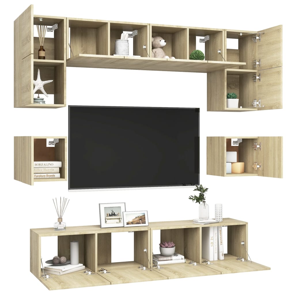 Set di Mobili TV 8 pz Rovere Sonoma in Legno Multistrato - homemem39