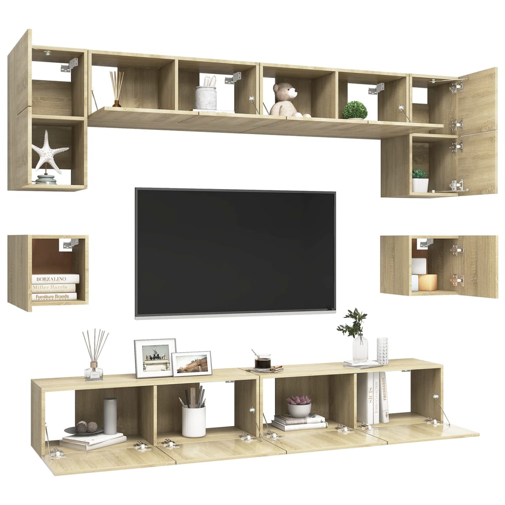 Set di Mobili TV 8 pz Rovere Sonoma in Legno Multistrato - homemem39