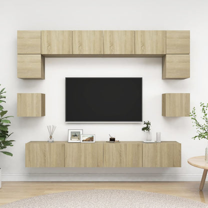 Set di Mobili TV 8 pz Rovere Sonoma in Legno Multistrato