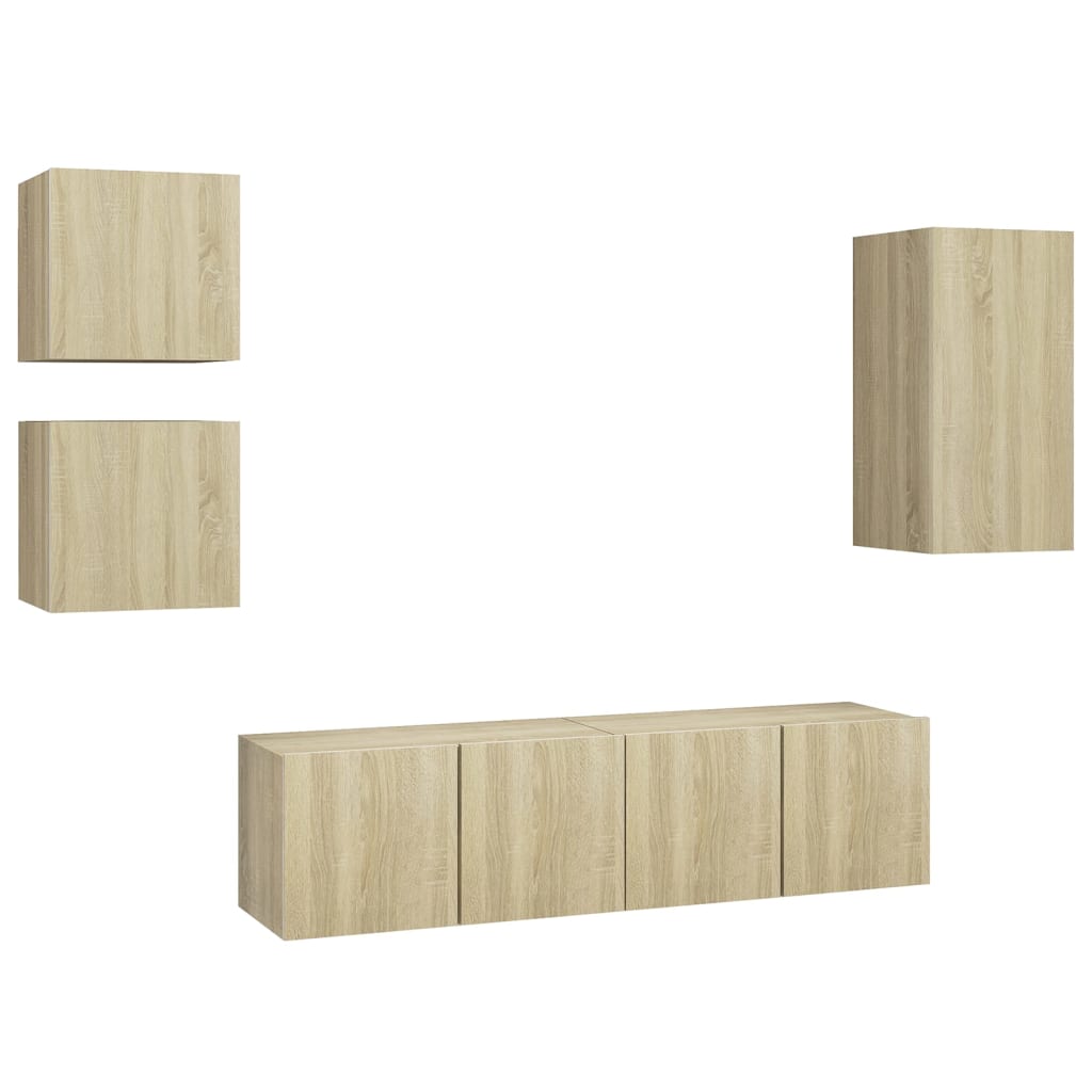 Set di Mobili TV 5 pz Rovere Sonoma in Legno Multistrato - homemem39