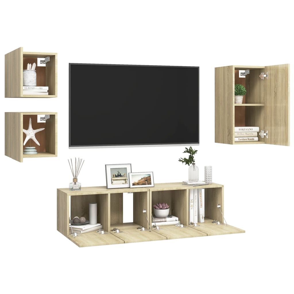Set di Mobili TV 5 pz Rovere Sonoma in Legno Multistrato - homemem39