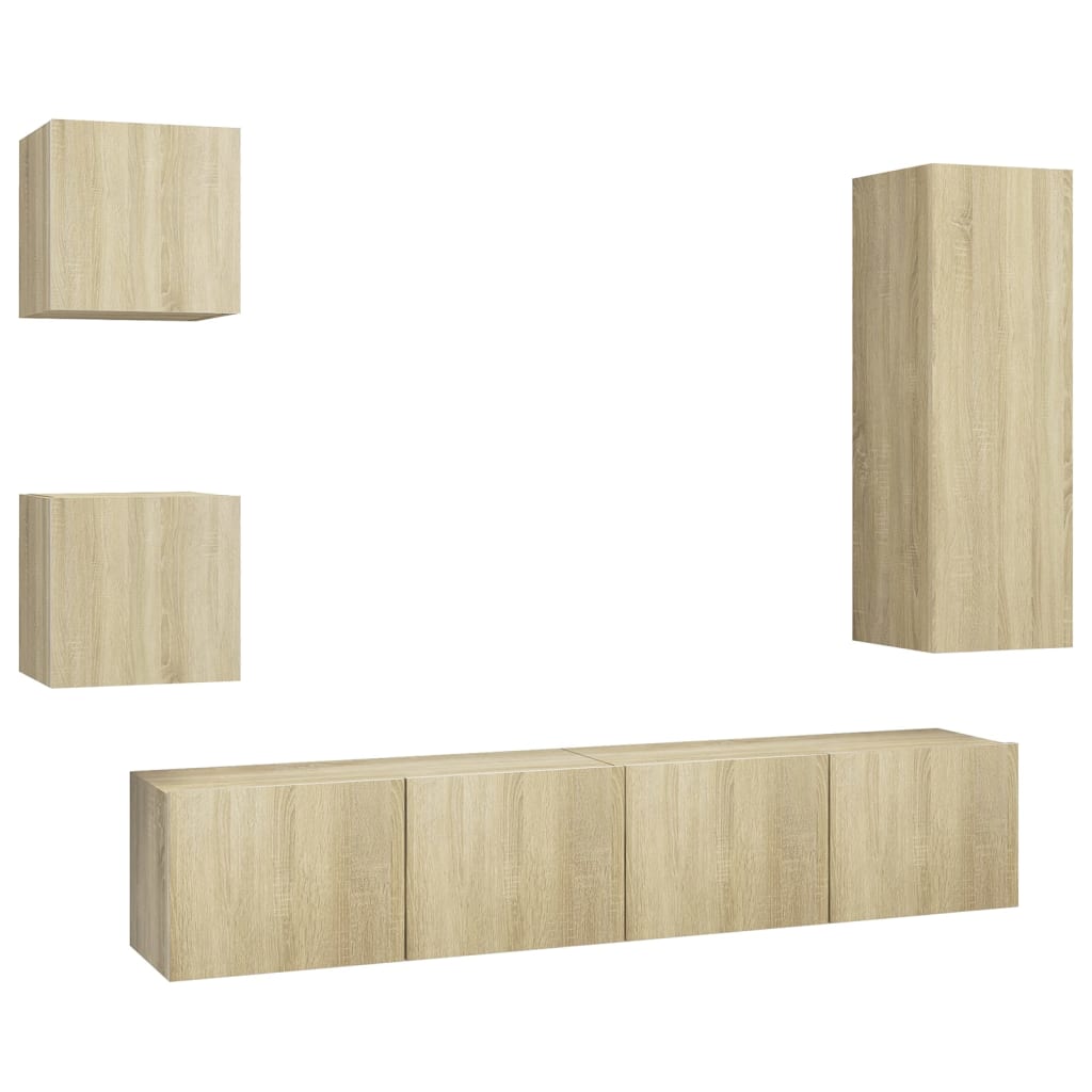 Set di Mobili TV 5 pz Rovere Sonoma in Legno Multistrato - homemem39