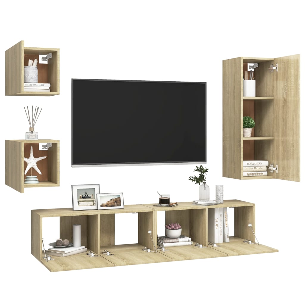 Set di Mobili TV 5 pz Rovere Sonoma in Legno Multistrato - homemem39