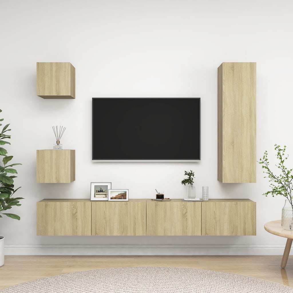 Set di Mobili TV 5 pz Rovere Sonoma in Legno Multistrato - homemem39