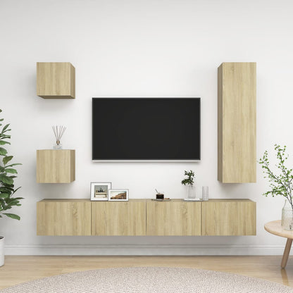 Set di Mobili TV 5 pz Rovere Sonoma in Legno Multistrato - homemem39