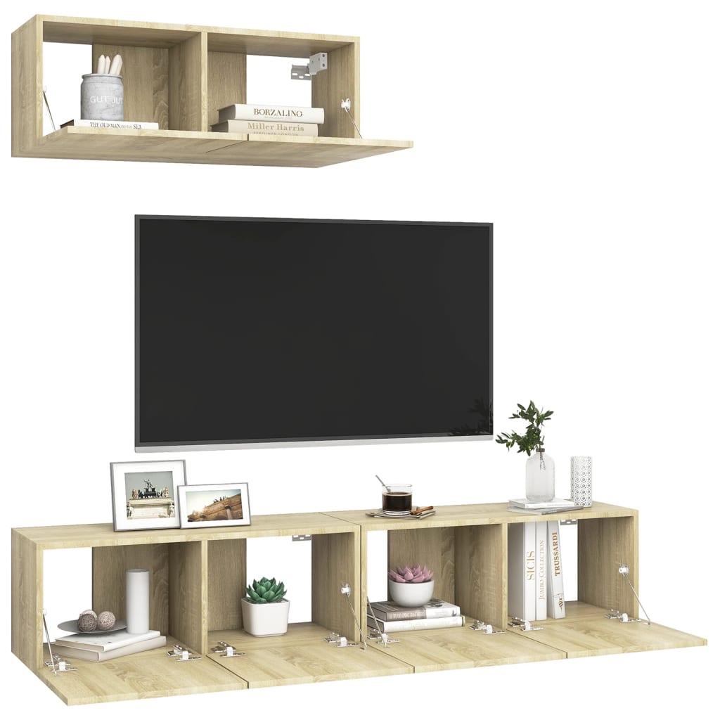 Mobili Porta TV 3 pz Rovere Sonoma in Legno Multistrato - homemem39