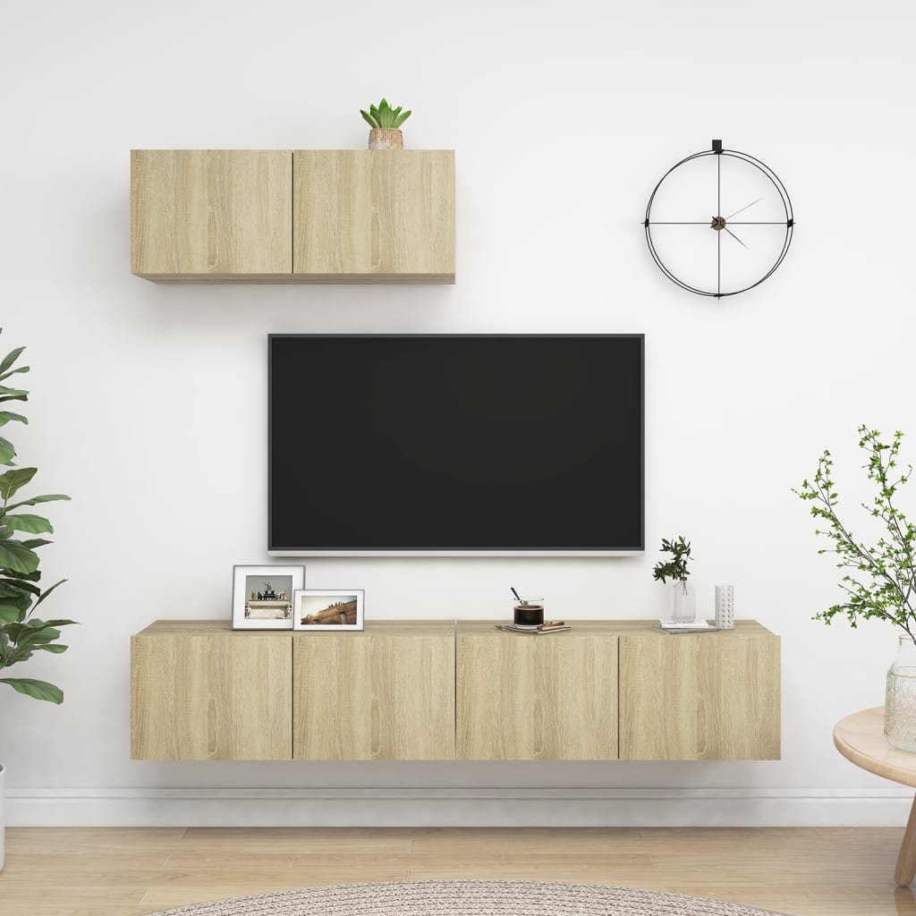 Mobili Porta TV 3 pz Rovere Sonoma in Legno Multistrato - homemem39