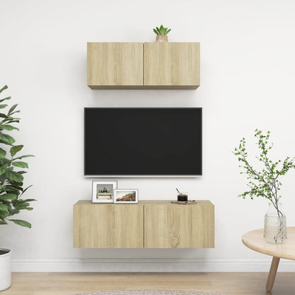 Set di Mobili Porta TV 2 pz Rovere Sonoma in Legno Multistrato - homemem39