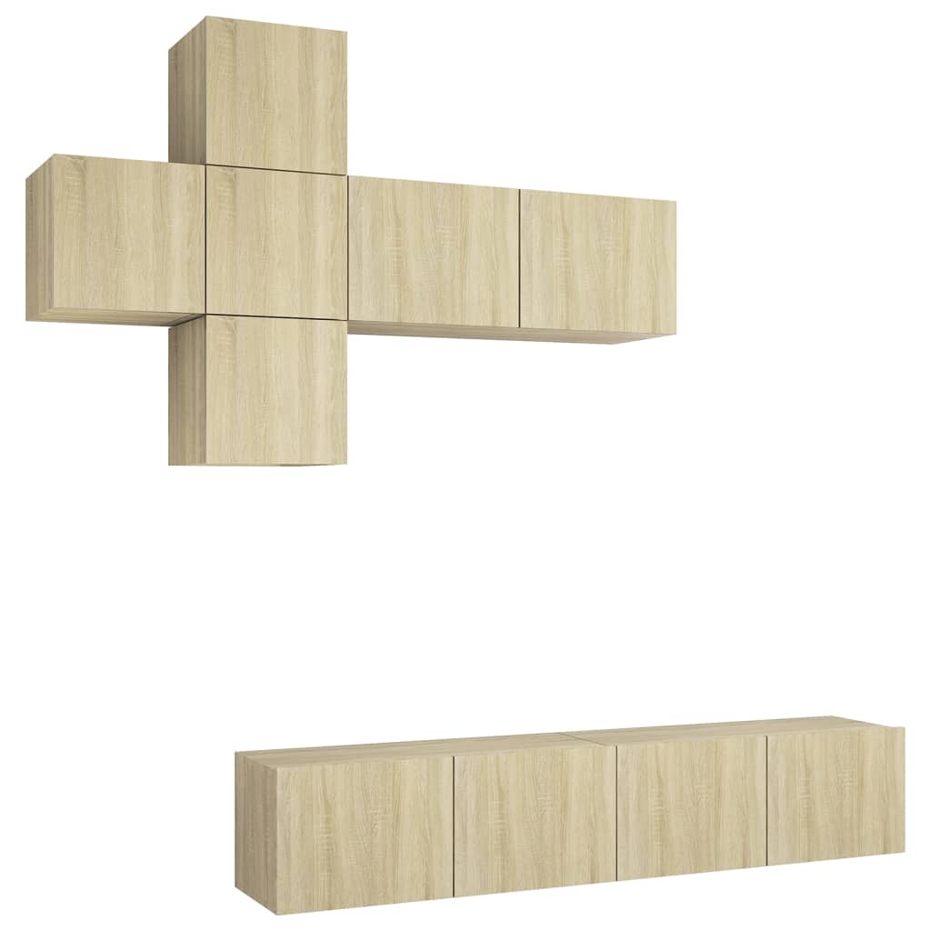 Set di Mobili Porta TV 7 pz Rovere Sonoma in Legno Multistrato