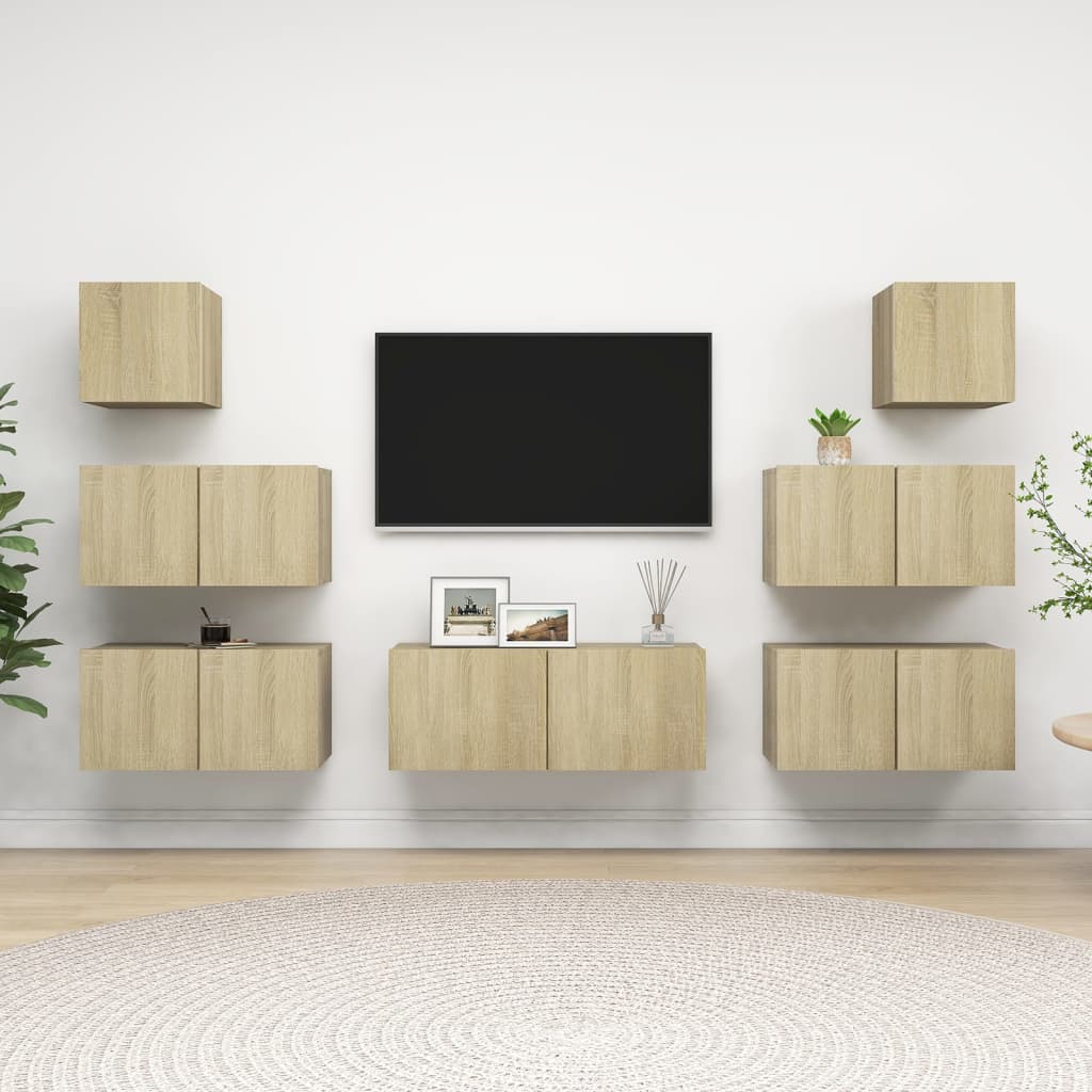 Set di Mobili Porta TV 7 pz Rovere Sonoma in Legno Multistrato - homemem39