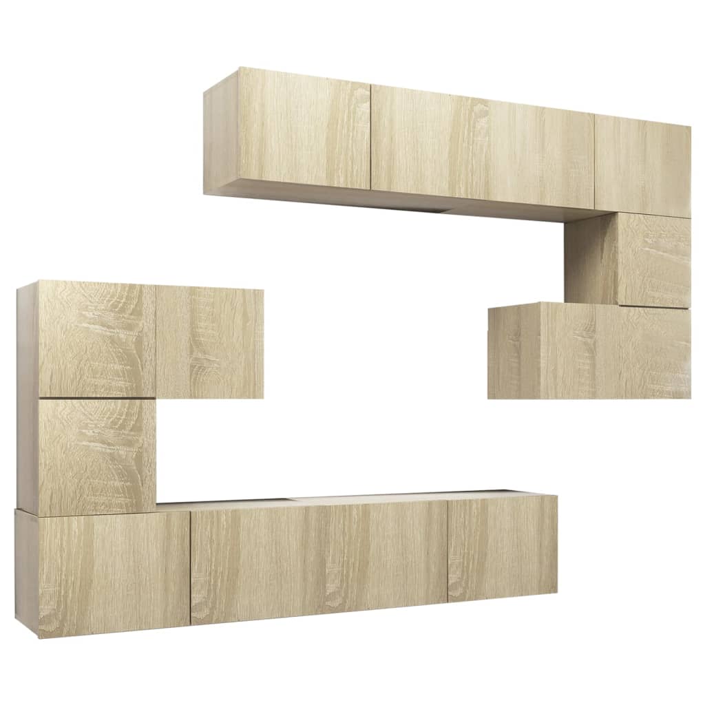 Set Mobili Porta TV 8pz Rovere Sonoma in Legno Multistrato - homemem39