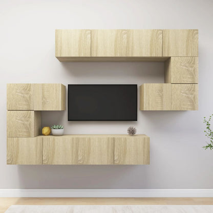 Set Mobili Porta TV 8pz Rovere Sonoma in Legno Multistrato