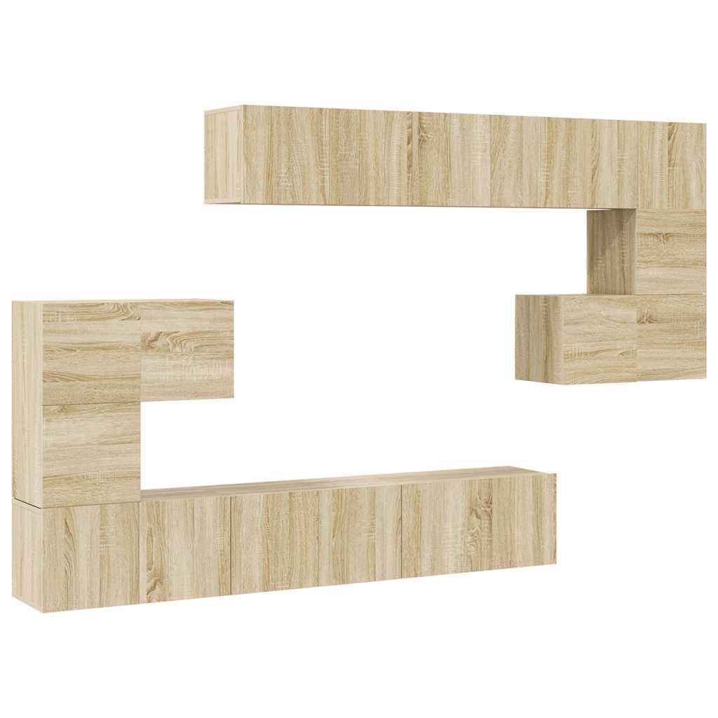 Set di Mobili Porta TV 10 pz Rovere Sonoma in Legno Multistrato